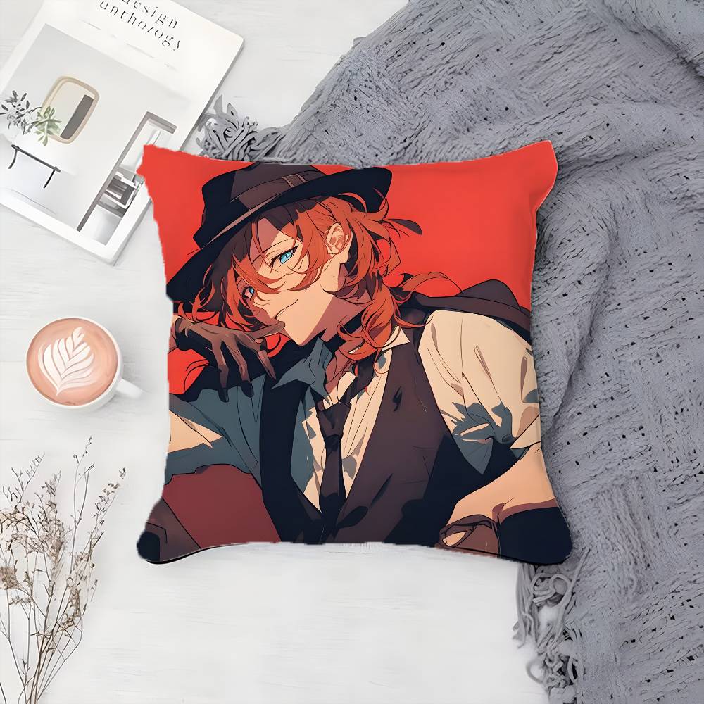 Cartoon B-Bungo Stray Dogs-MT Pillow Case Printing Pillowcase Living Room Sofa Cushion Cover Bedroom Room Decor