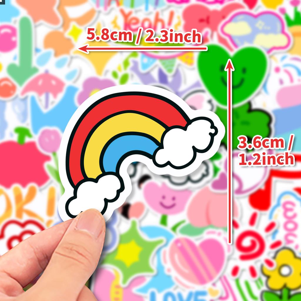 50 Small Clear Dopamine Stickers Cute Cartoon Flower Stickers Diy Luggage Water Cup Stickers