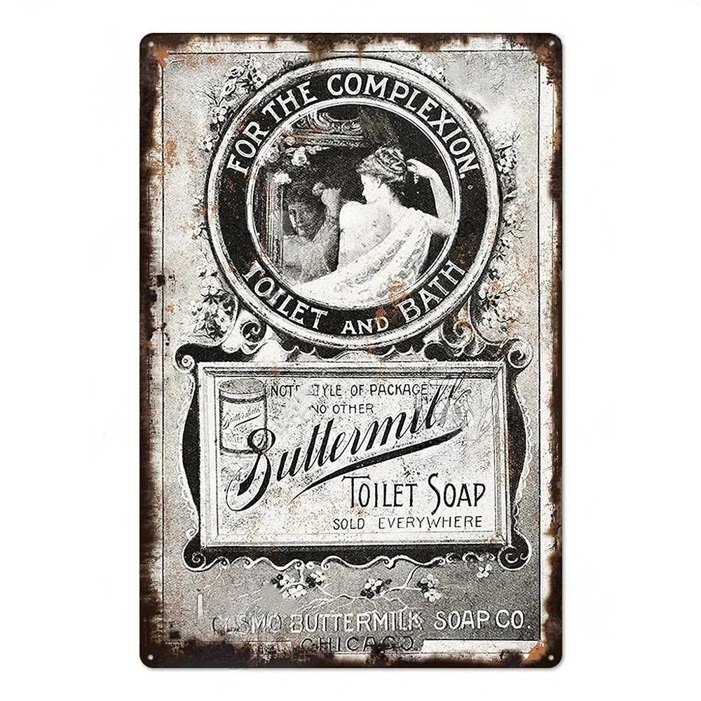 1pc Vintage Aluminium Signs Bathroom Posters Decor Restroom Retro Plaque Plates Wall Art Room Decoration for Bathroom 8x12 Inch