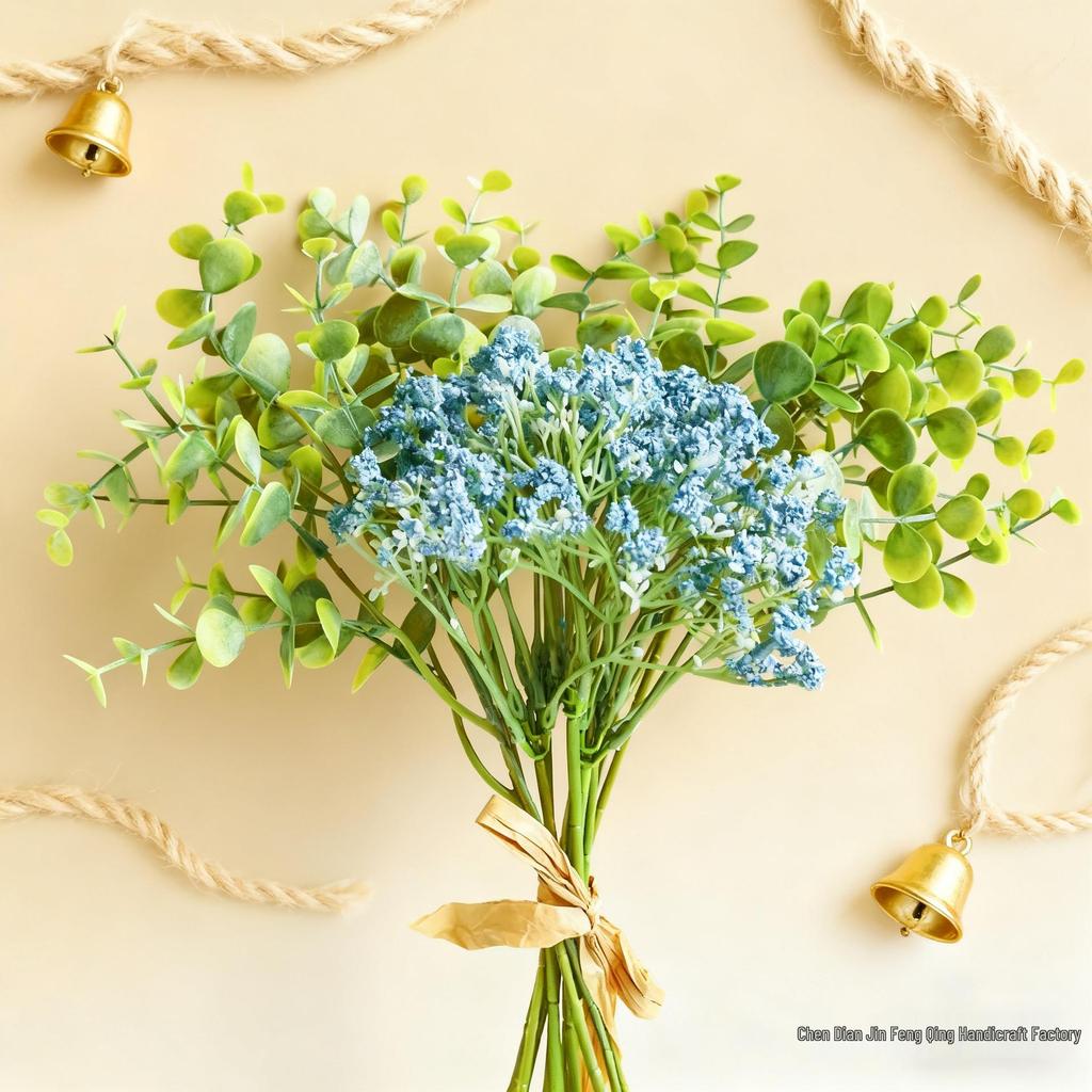 Eucalyptus & Gypsophila Artificial Flowers Bunch for Home, Wedding, and Landscaping Décor