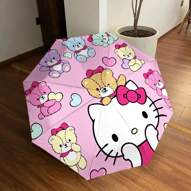 1pc Hello Kitty Teddy Bears Umbrella with Plastic Handle,Suitable for All Seasons Home Travel Outdoor UmbrellaSanlio539