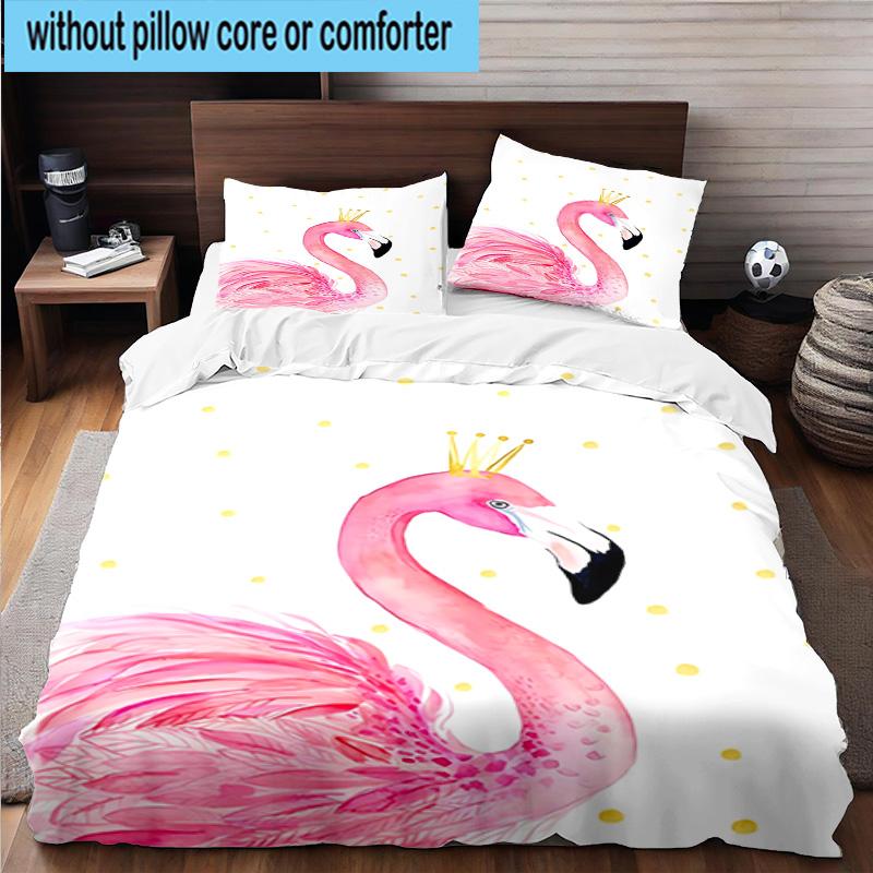 Flamingo In Tropical Paradise 3pcs Bedding,Including 1pc Duvet Cover And 2pcs Pillowcases Perfect for Christmas,Ideal for Bedroom, Dormitory