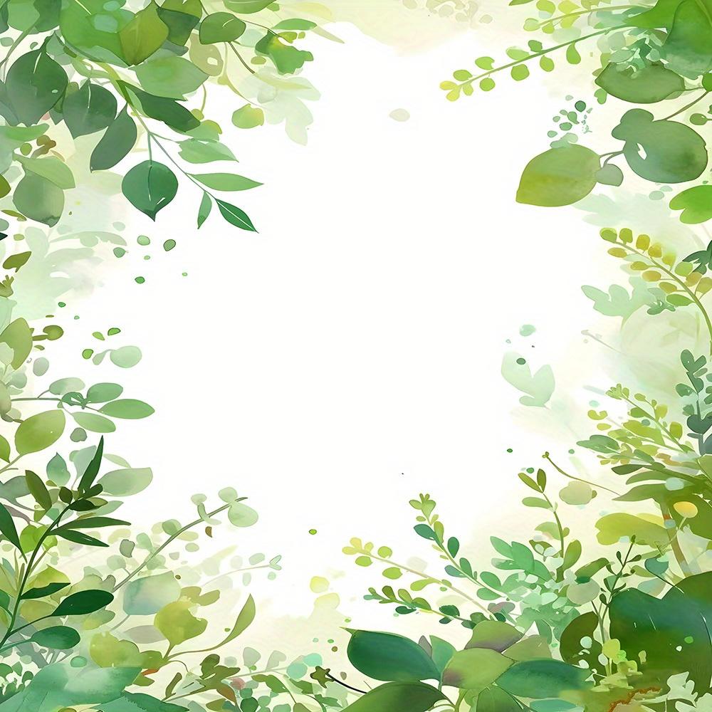 Green Botanical Shower Curtain - Spring Leaf Pattern, Polyester, Hooks Included, Artistic Nature Design for Modern Bathrooms