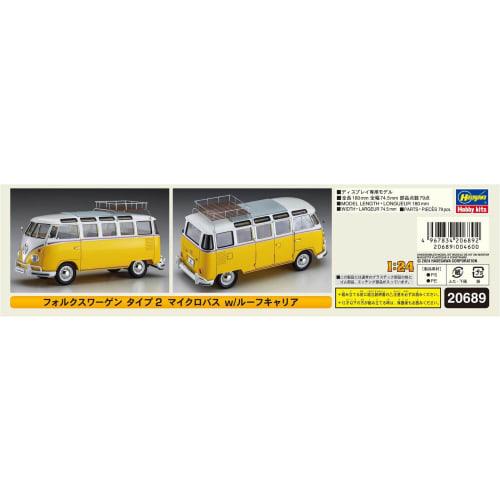 Hasegawa 1/24 scale Volkswagen Type 2 Microbus with Roof Carrier Plastic Model 20689