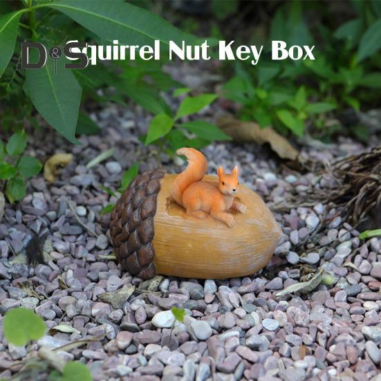 Animal Key Box Outdoor Animal Statue Key Hider Squirrel Hedgehog Frog Hidden Key Holder for Garden Front Porch Decor