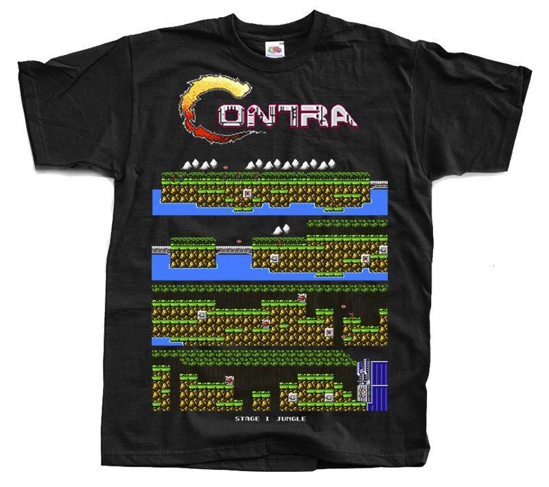 Contra STAGE 1 JUNGLE walkthrough Nes T shirt Black Arcade Famicom S