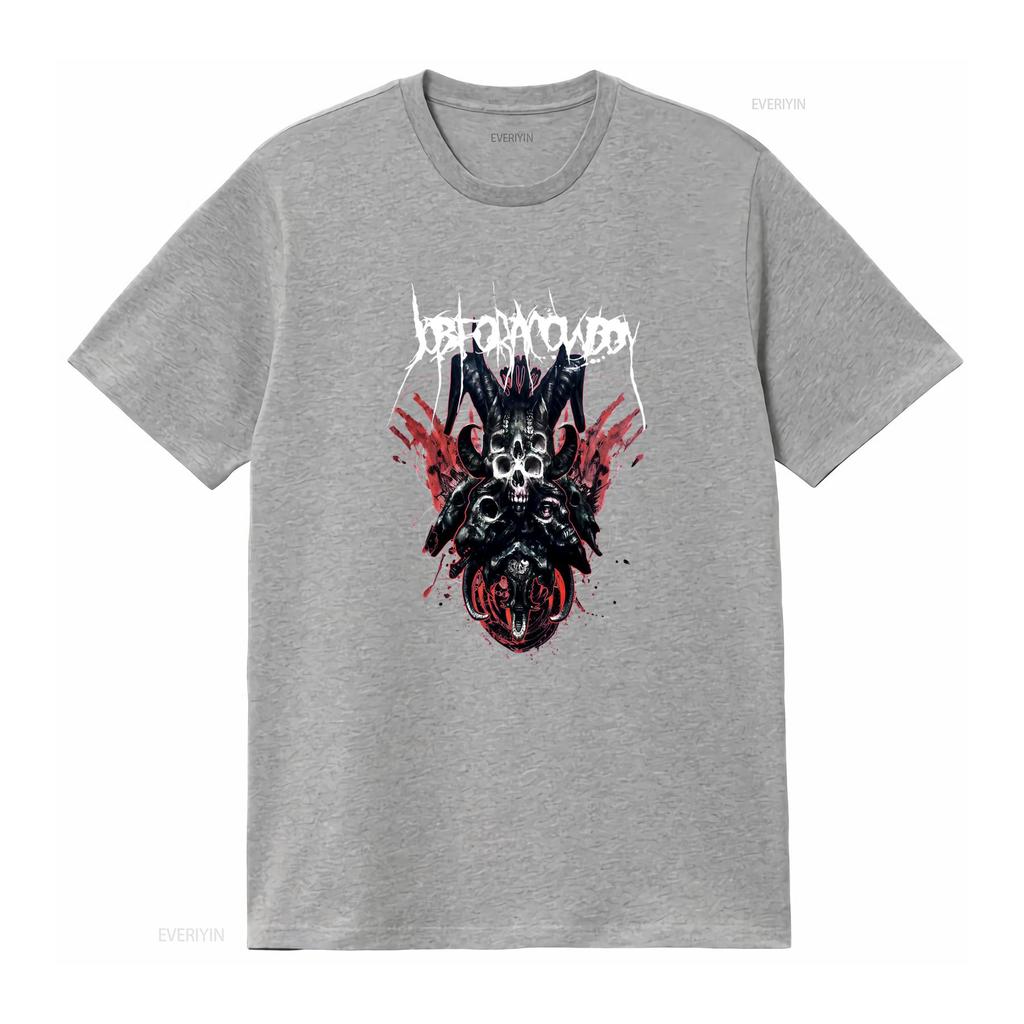 Unisexs Job For A Cowboy Skull Print Black T Shirt X Small Gothic Rock Style Vintage Washed Stylish Streetwear Breathable
