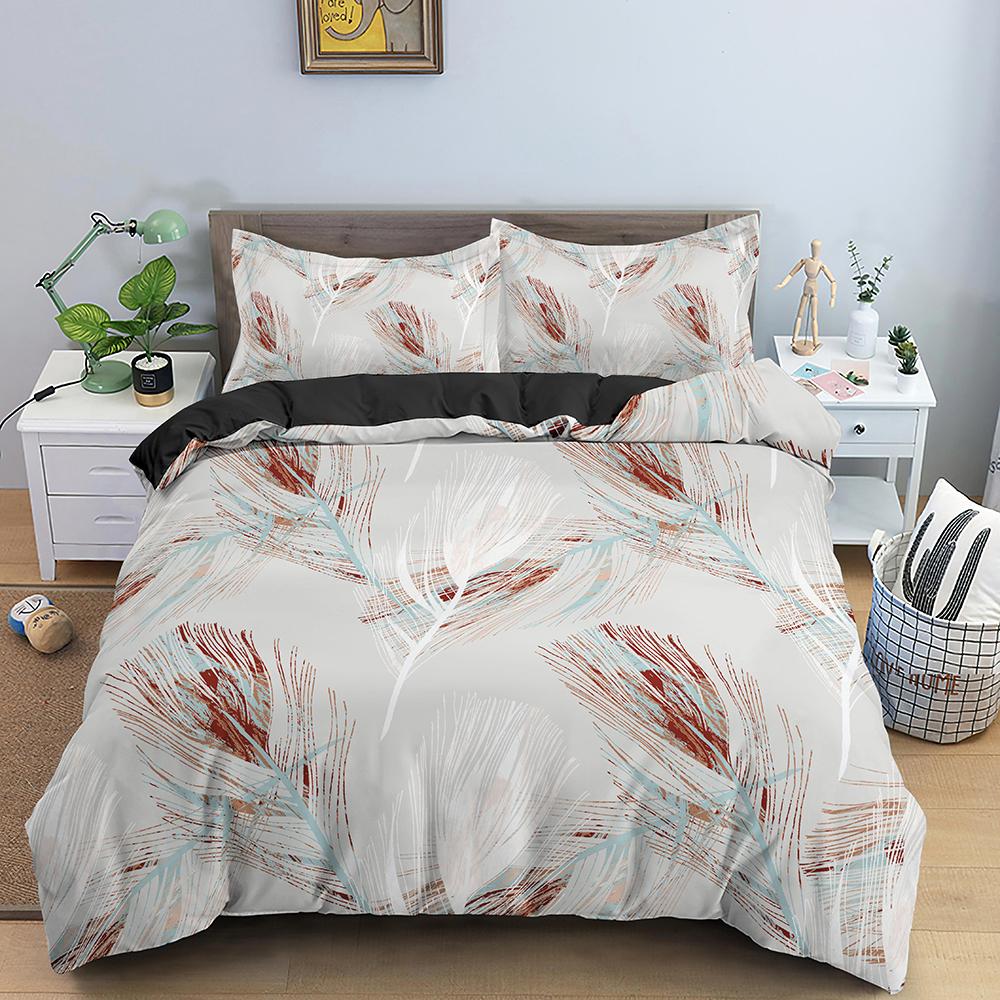 Feathers Pattern Bedding Set Duvet Cover Set Comforter Covers For Bedroom Twin King Size Quilt Cover With Pillowcase 2/3 PCS