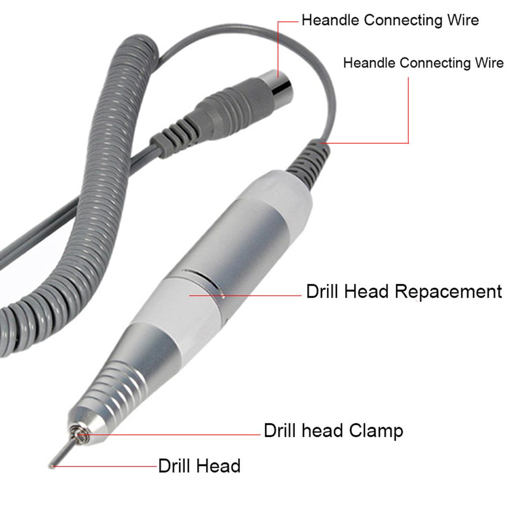 35000 U/min Elektrische Nagelfräser Maschine Nagelkunst Maschine Stift Edelstahl Fräser Griff Geeignet für Maniküre Bohrer und Zubehör Pediküre Feile