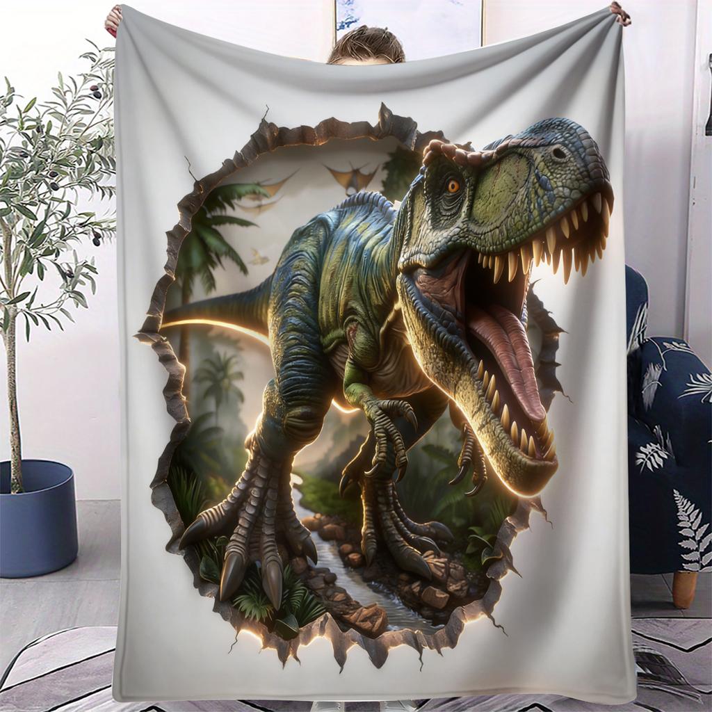 Dinosaur Dreamland Print Blanket Warm Comfortable Flannel Blanket Suitable for Bedrooms,Sofas, Beds,Chairs