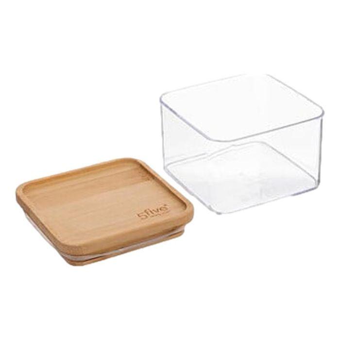 Bocaux de rangement carrés en verre et bambou couvercle hermétique Atmosphera