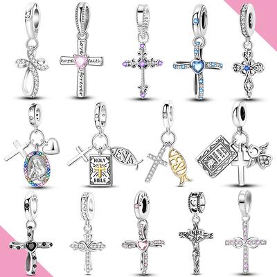 Cross Copper Charms Religion Pendant For Woman Fit Original Beads Bracelet Diy Fashion Jewelry