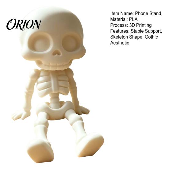 Hands Free Movie Viewing Stand 3D Printed Skeleton Phone Stand, Rack, Gothic Stable Smartphone Cradle Skull Cell Holder for Desk Desktop Figure