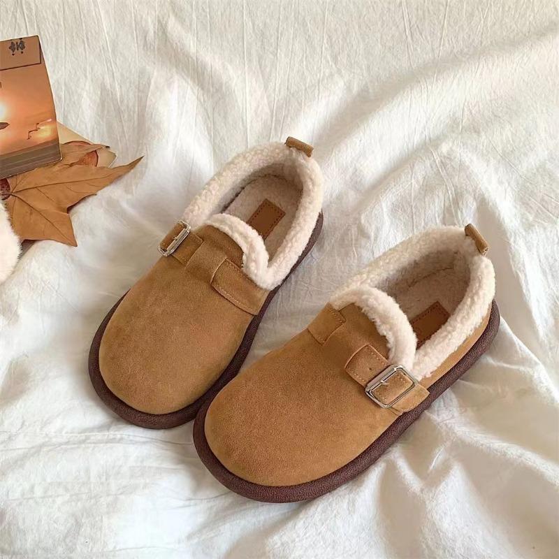 Birken Shoes with Fleece, Warm and Versatile, Soft Soles, Casual and Anti-slip, One-step Bean Shoes
