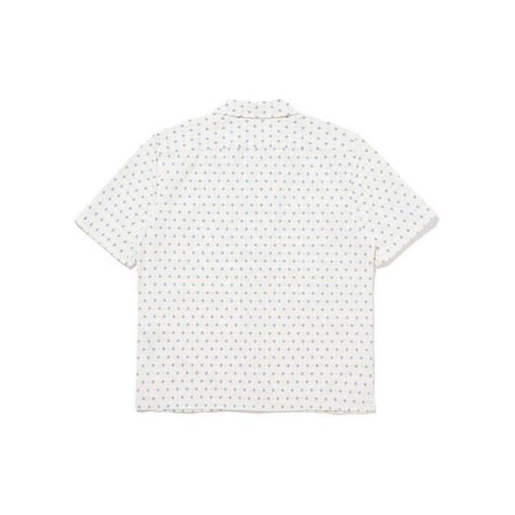 Levis Pattern Printed Cuban Collar Button Short Sleeve Shirt Men shirts White A8457-0002