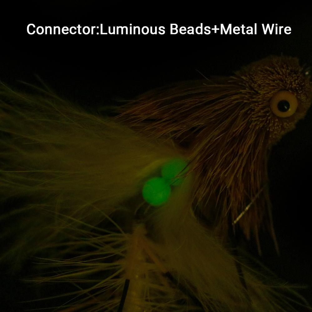 Artikulovaný streamerový muška s jelení srstí Bass Bug & Design s dvojháčkem Fish Spine pro velkou zvěř ve slané vodě, Efektivní rybářská nástraha