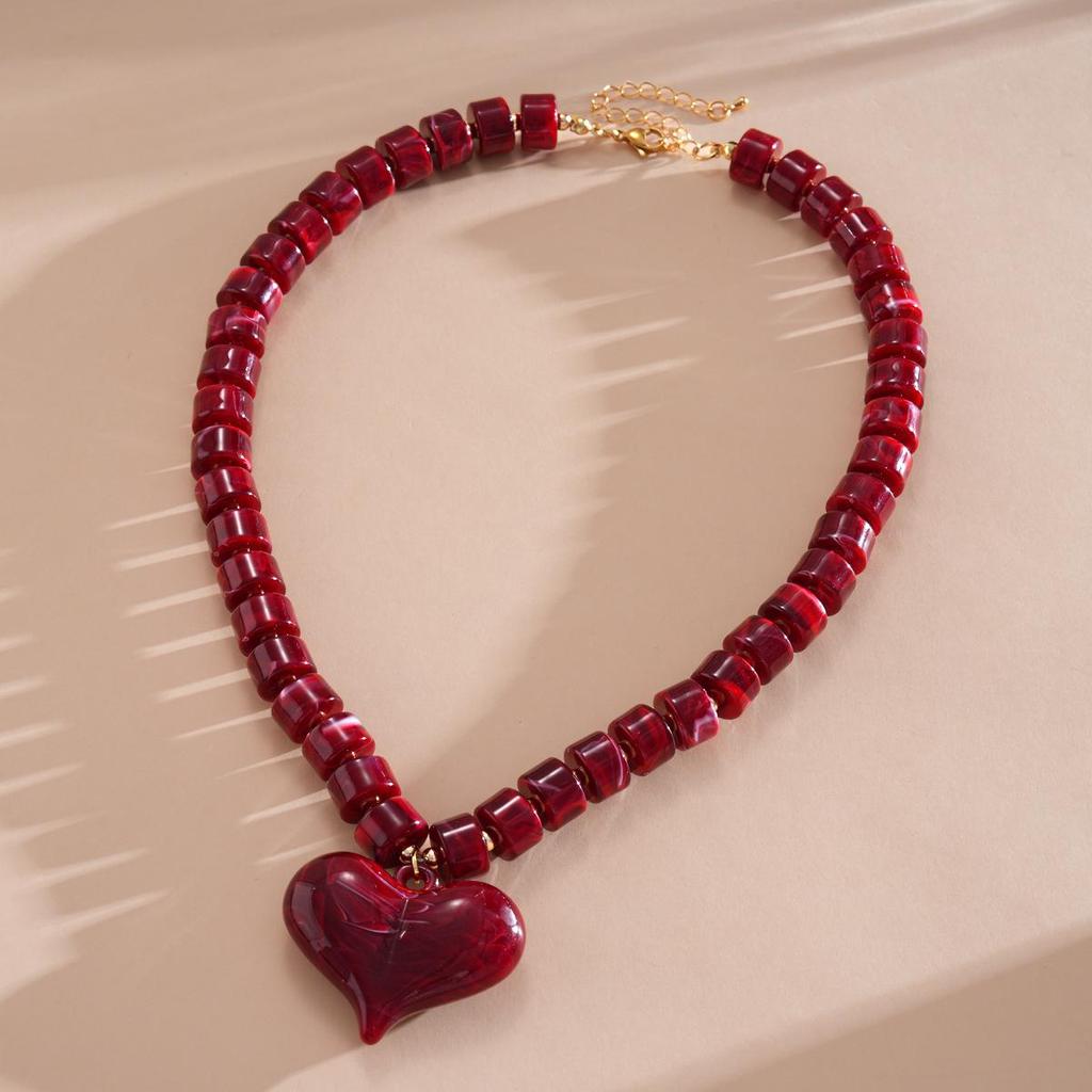 Collier Cœur Dégradé Acrylique - Chaîne de Clavicule Dopamine Haut de Gamme Européen & Américain.