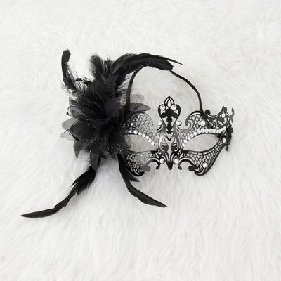 Personality Feather Halloween Masquerade Mask Fashion Funny Fancy Rose Lace Face Mask Lightweight Black Mesh Mask Party Props