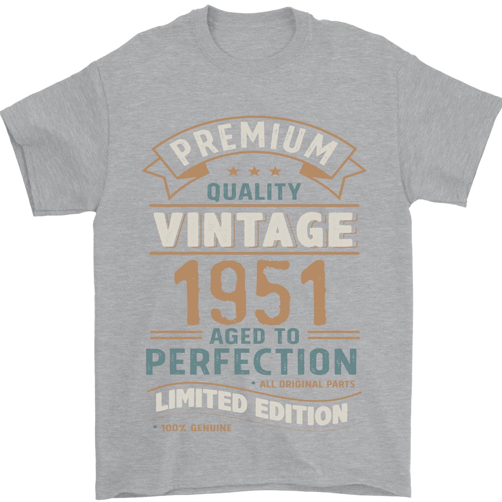 Premium Vintage 75th Birthday 1951 Mens T-Shirt 100% Cotton XL