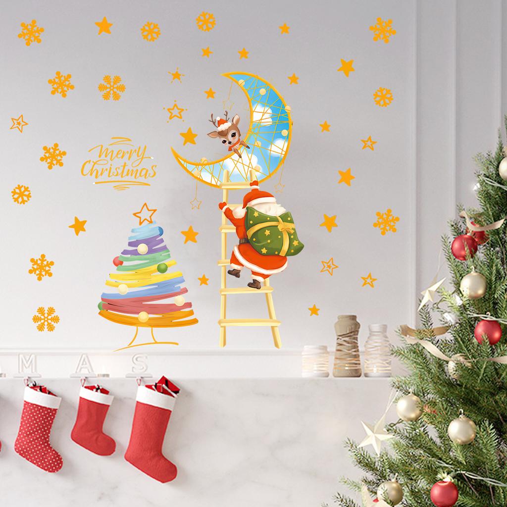 Cartoon Christmas Tree Luminous Wall Stickers Glow in The Dark Wallpaper for Kids Room Living Room Nursery Home Decoration