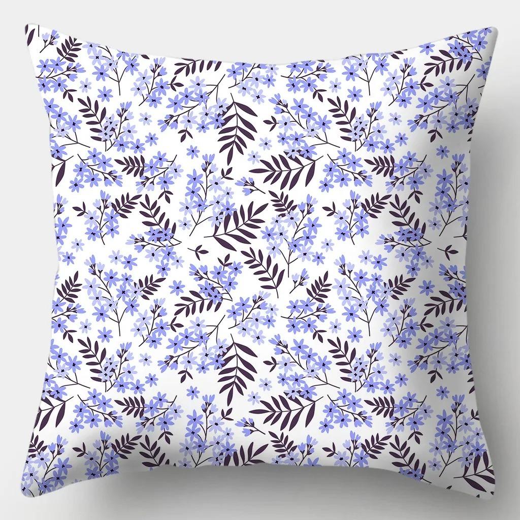 Floral Series Printed Pillowcase Modern Home Bedroom Living Room Sofa Cushion Cover 45x45cm Peach Skin Pillowcase Gift