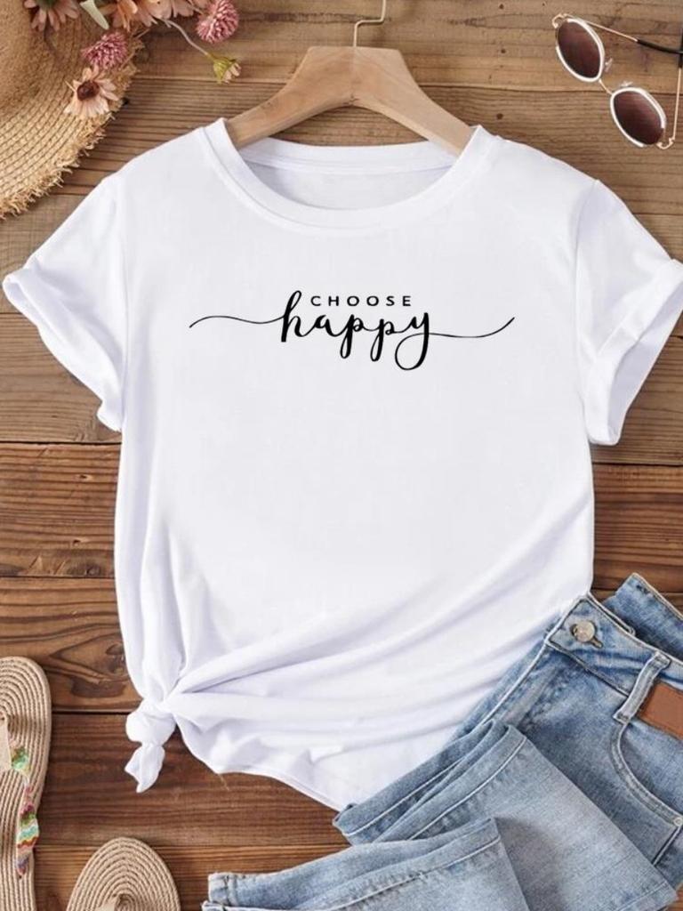 Camiseta de mujer con estampado 3D de lazo de encaje, manga corta, cuello redondo, informal, para verano y primavera.