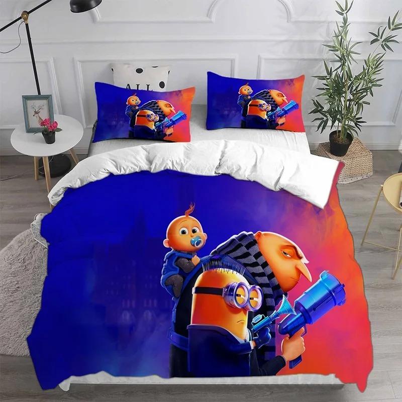 New Despicable Me Anime Bedding Sets Comforter Quilt Bed Cover Duvet Cover Pillow Case Sets Kids Adult Size Home Textiles