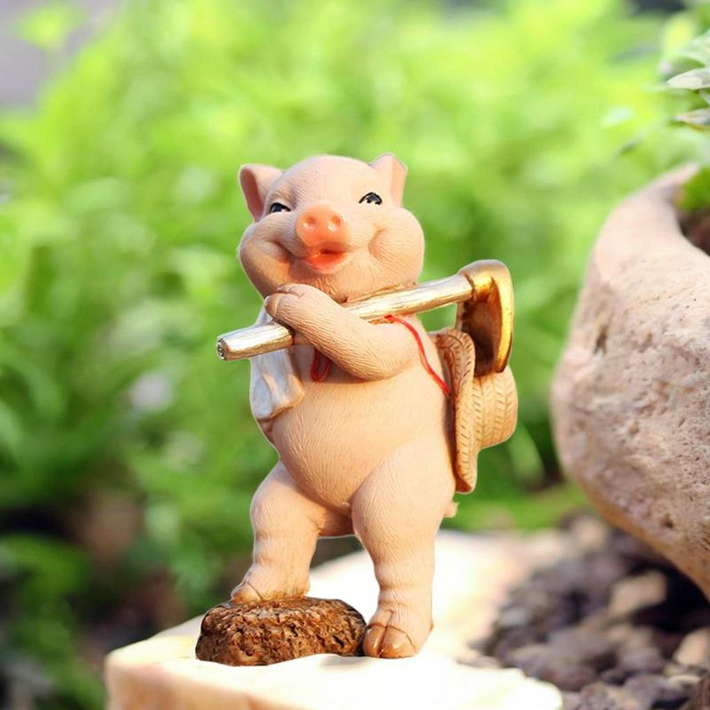 Figurina di Maiale Fatta a Mano per Decorazione da Giardino Esterno