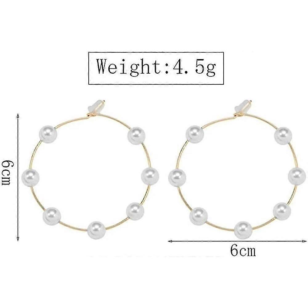 Große Reifen Super Große Kreis Perlen Ohrringe Dünn Hängend Gold Silber Elegant Hochzeit Damen Accessoires Schmuck Geschenk für Sie gold 60mm