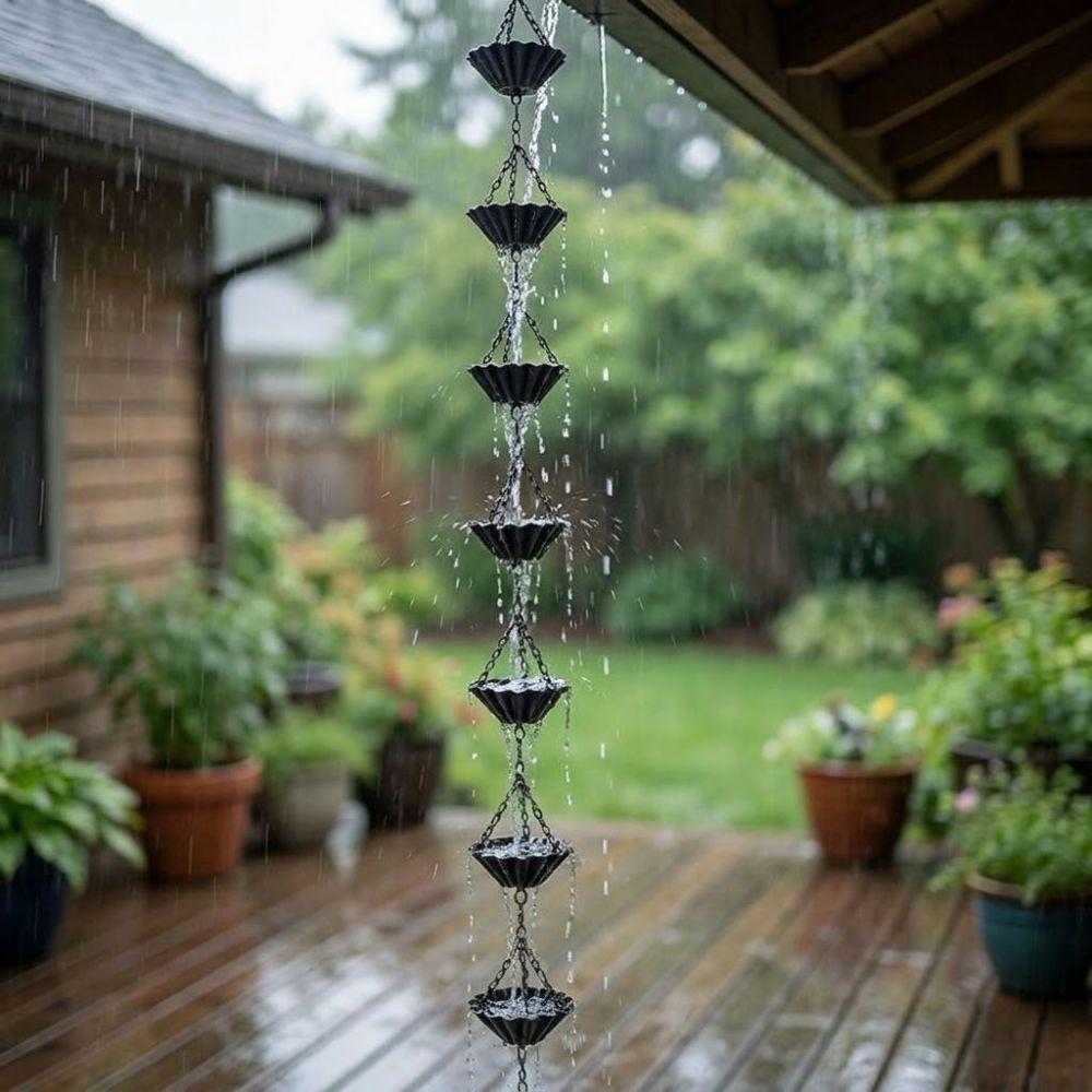 Japanese Style Rain Chain for Gutters 7 Cups Eaves Water Drainage Chain Outdoor Garden