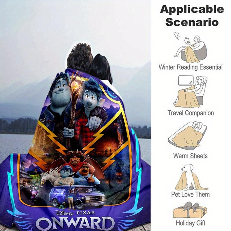 1pc, Disney Pixar Onward Movie Merchandise: Blue Home Decorative Throw Blanket Perfect for Couch, Bed, Travel, Camping, Car