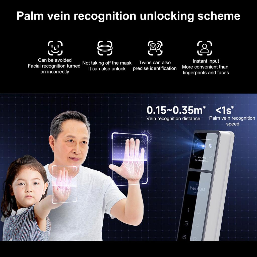 Smart Lock 2.4Ghz WiFi Keyless Entry   Handle Waterproof Aluminum Biometric     App for 40-120mm Thickness   Home Bedroom Door