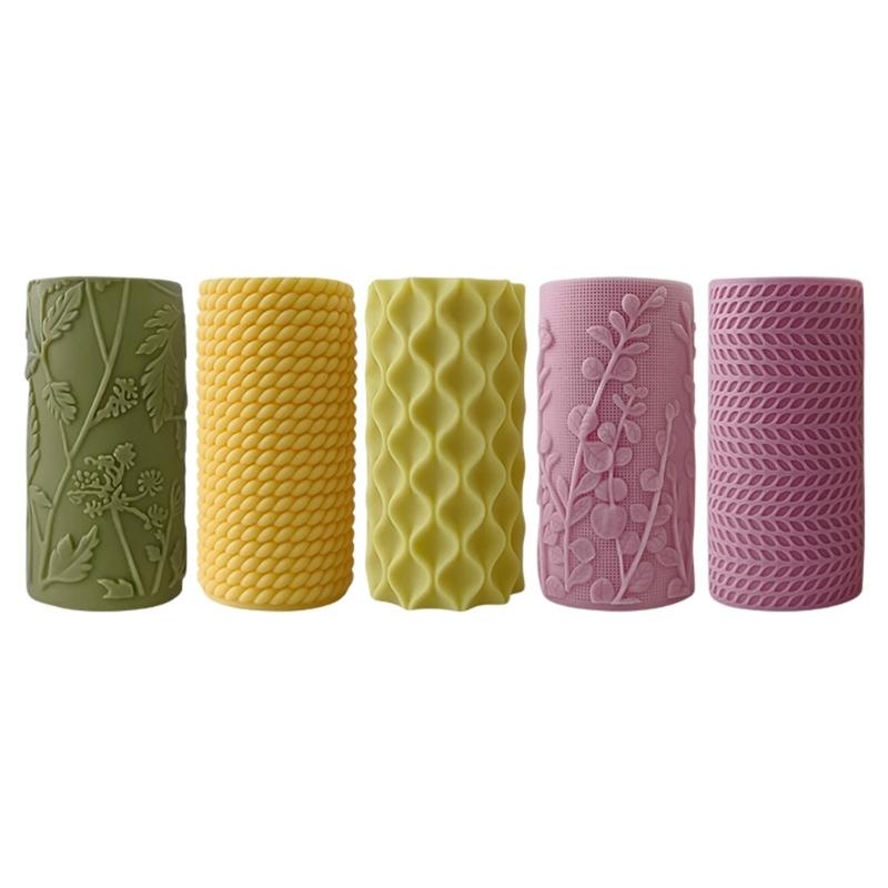 Silicone Candle Mould For Craft Star Embossed Cylinder Shape Reusable Home Decoration Candle Making Tool