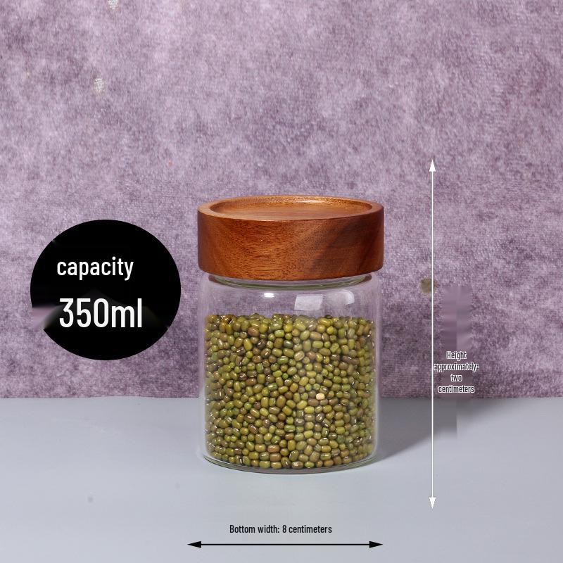 Acacia Wood Lid Glass Airtight Storage Jar for Honey or Bird's Nest