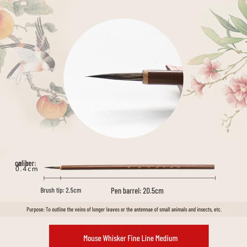 Wolf Hair Gongbi Outline Brush Set for Chinese Painting and Calligraphy - Flower & Bird Detailing Pen