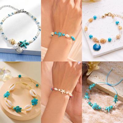 Bracelet Bohème Étoile de Mer & Coquillage Perles de Rocaille – Accessoire d'Été pour la Plage.