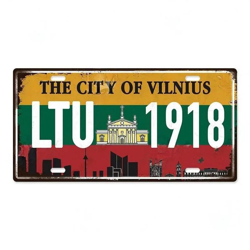Retro Car 2D Metal Sign, Aluminum Wall Decor 15x30cm