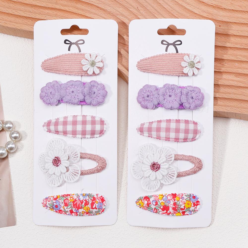 

10 шт./набор Новые милые заколки для волос с однотонным цветочным узором для девочек, Детские милые заколки для волос, Заколки-автоматы, Ободок, Модные аксессуары для волос Size fits all