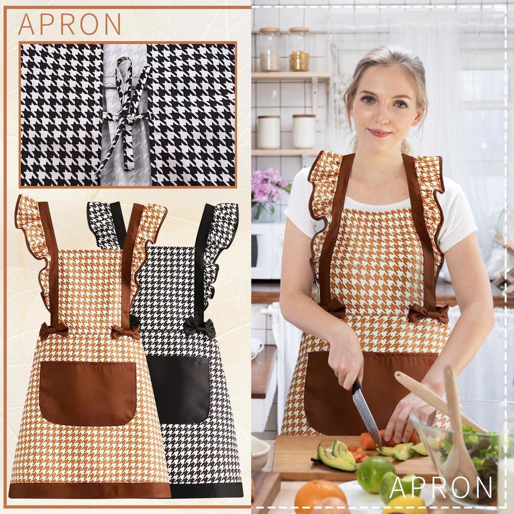Canvas Apron, Thousand Bird Plaid Cover, Kitchen, Cooking, Waist, Restaurant, Work Clothes, Women