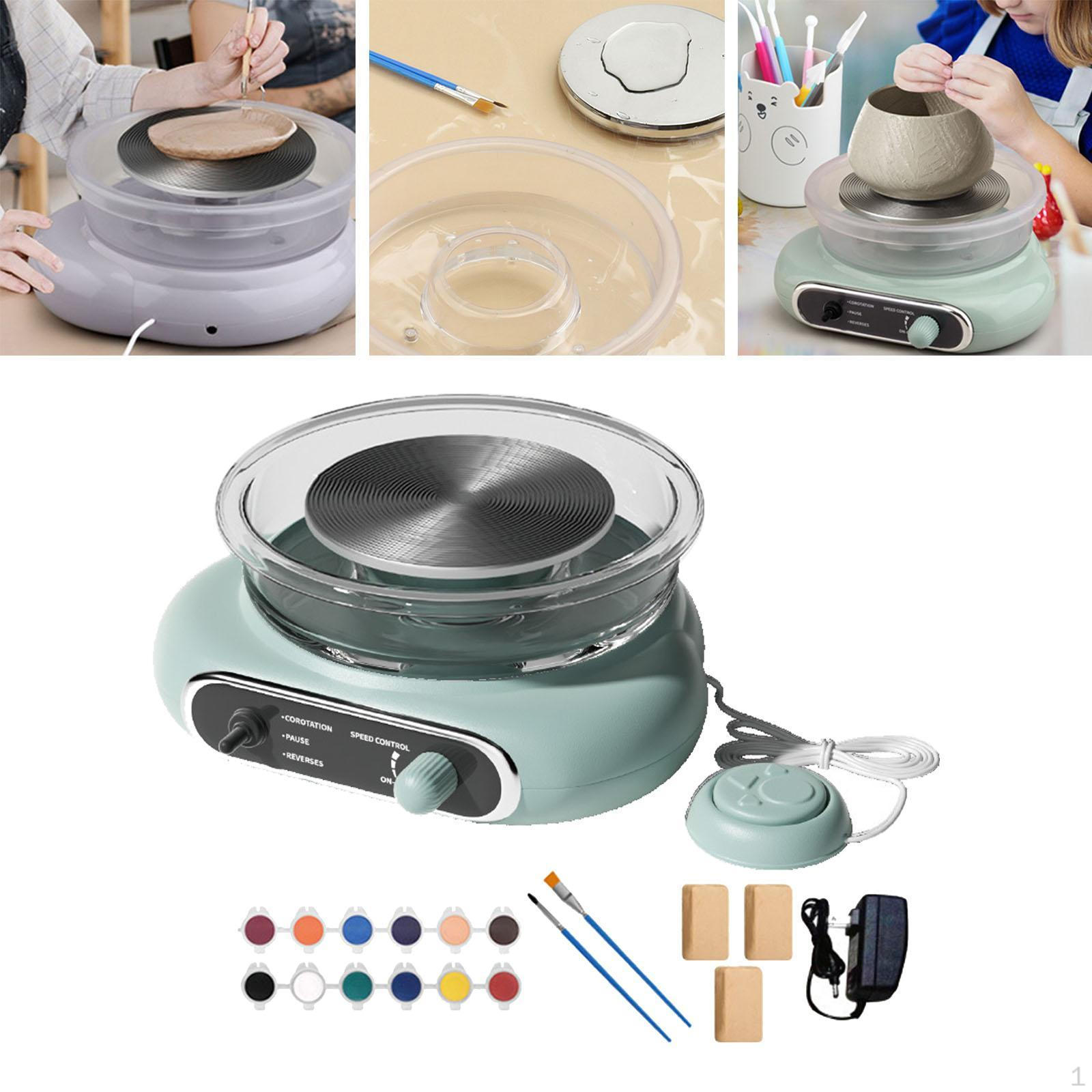 

Мини гончарный круг в комплекте Керамическая машина для изготовления керамики с лепестком для ног Съемная чаша Электрическая глина серый