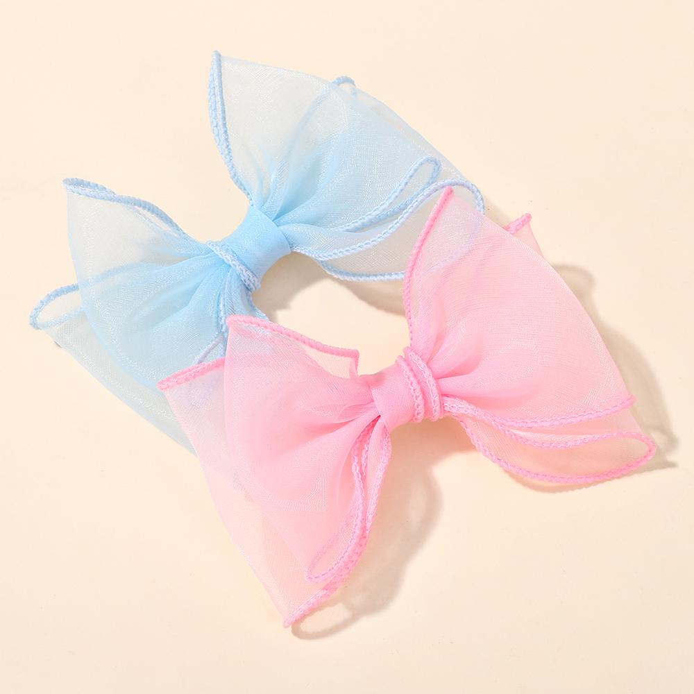 LOVEKIKI 2Pcs/lot Double Layer Yarn Bowknot Hair Clips 4.3inch Big Bows Kids Hair Bangs Accessories Girls Lovely Hairgripes