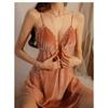 Women's Sexy Pajamas Golden Velvet Temptation Sling Nightdress Spring Summer Lace Pajamas Ladies Dress Homewear Sleeping Robes