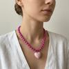 Clavicle Chain Beaded Pendant Choker Candy Color Y2K Necklace Fashion Heart Necklace Summer