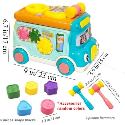 Zabawki Montessori dla Maluchów Muzyczna Zabawka dla Niemowlaka Zabawka Autobus z Grą Dopasowywanie Biegów Whack-a-Mole Zegar Zabawki Edukacyjne Prezent Urodzinowy