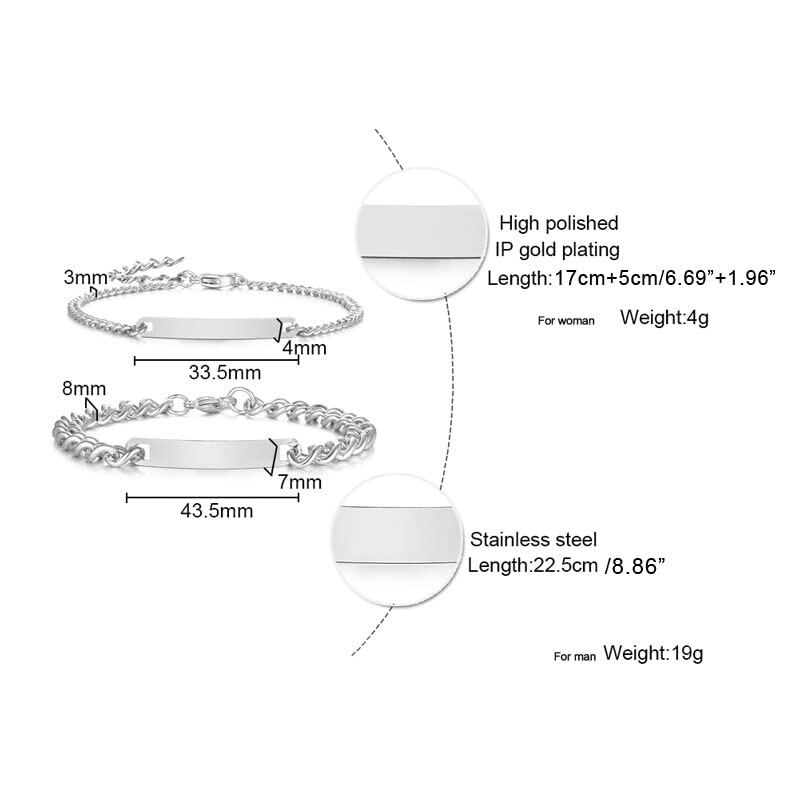 Vnox Free Engraving Namepate Bracelets For Women Men Stainless Steel Silver Color Adjustable Chain Bracelet Fashion Jewelry