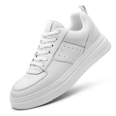 Men's 2025 Cross-Border White High-Top Sneakers: New Spring Low-Top Platform with Thick Sole and Cowhide