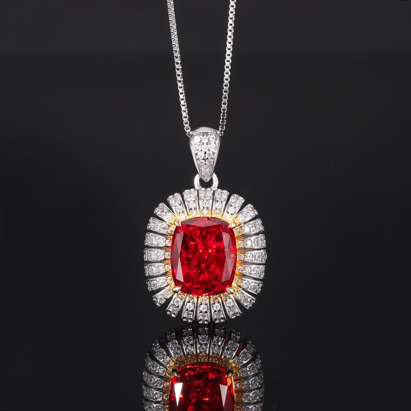 Jewelry High Carbon Diamond Ice Flower Cut Colored Diamond Copper Inlaid Light Luxury Pendant 1 Set 0 * 12