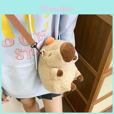 Cute Capybara Backpack For Women With Plush Material And Cartoon Design For Daily Use