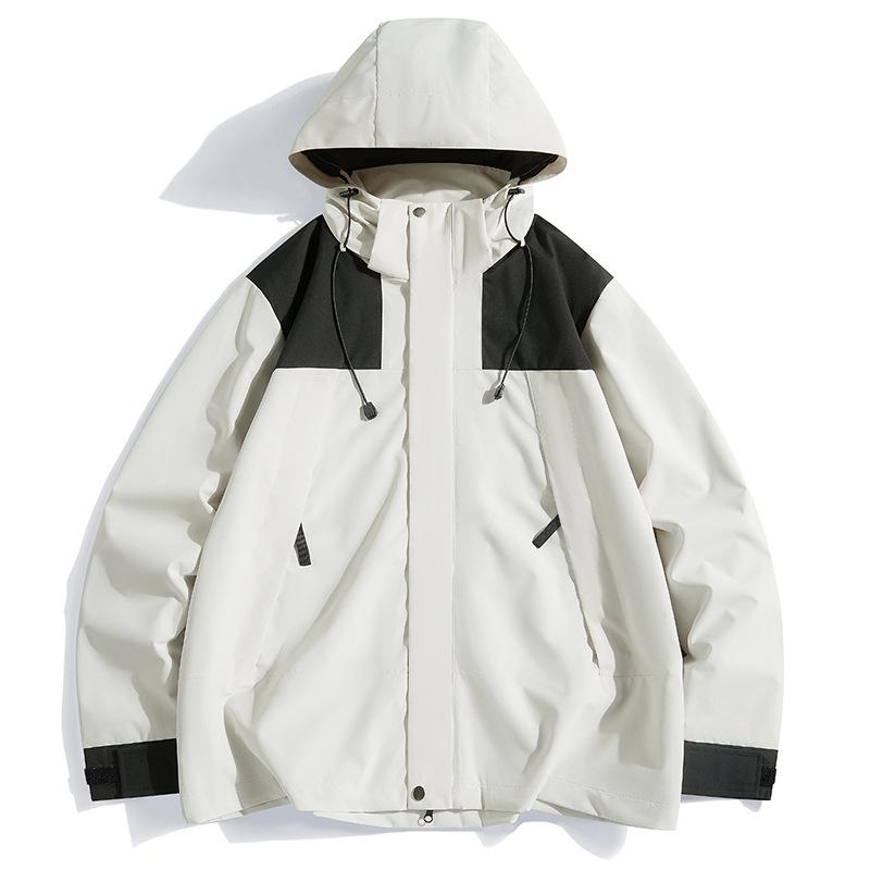 

Унисекс ветровка с цветными блоками и съемным капюшоном – Водонепроницаемая и ветрозащитная XXL