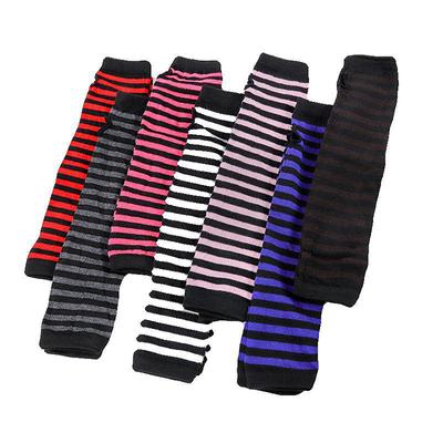 Y2K  Women Girls Striped Elbow Gloves Warmer Knitted Long Fingerless Glov